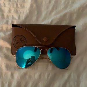 Blue aviator polarized Ray Ban sunglasses